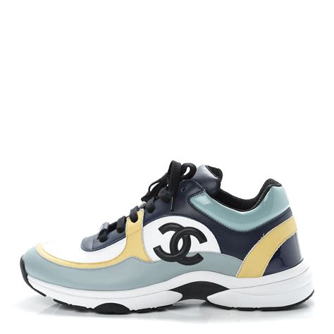 chanel sneakers blue and yellow